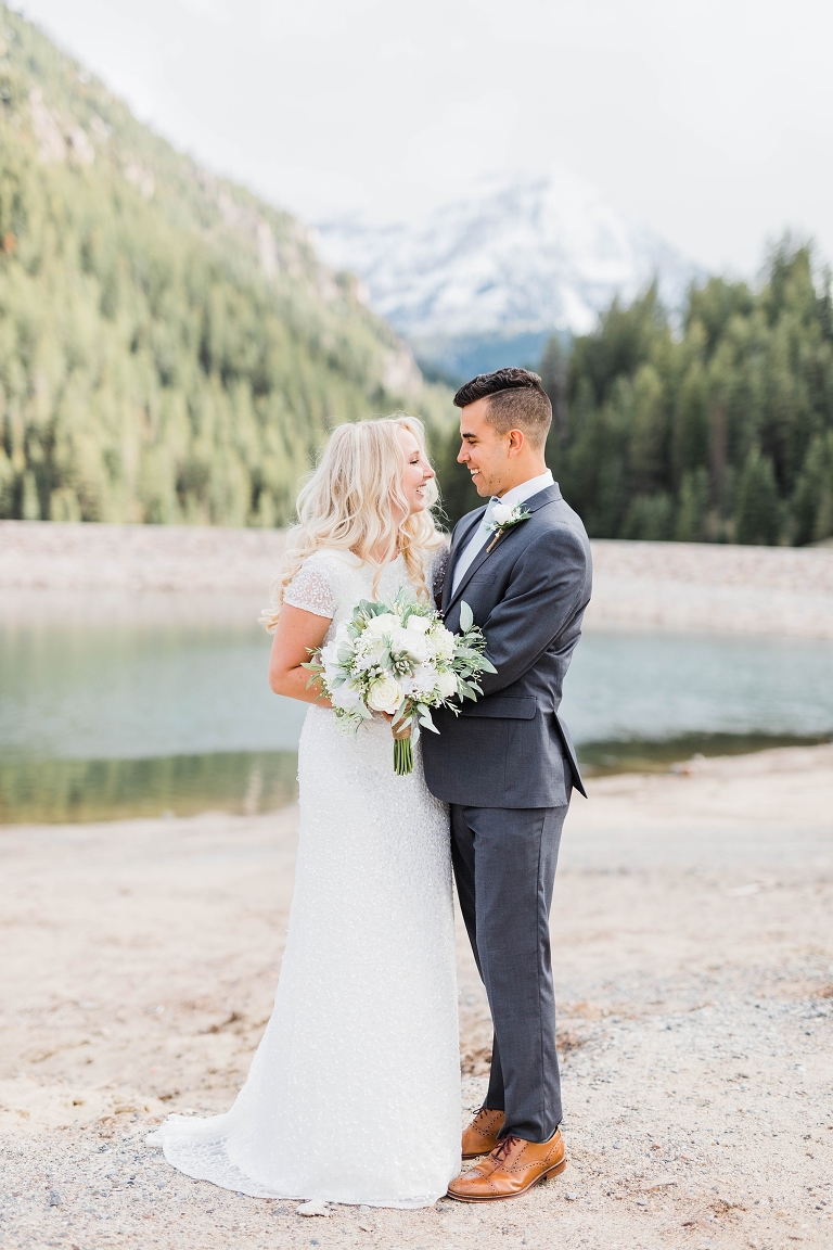 Utah Mountain Wedding Photography at Tibble Fork Reservoir, Utah bride and groom photography at the lake