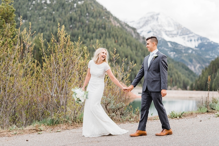 Utah Mountain Wedding Photography at Tibble Fork Reservoir, Utah bride and groom photography