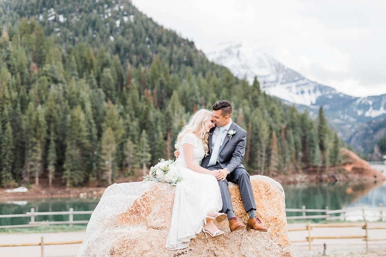 Utah Mountain Wedding Photography at Tibble Fork Reservoir, Utah bride and groom photography