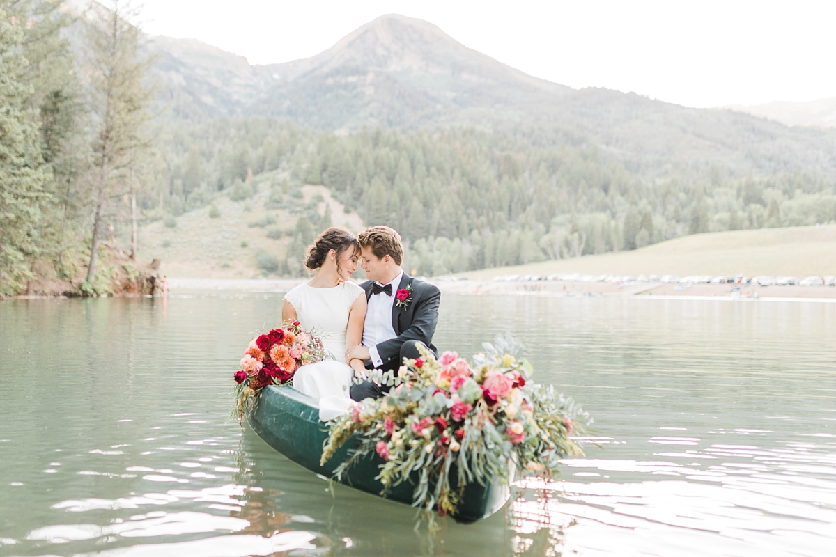 Summer Wedding Inspiration with Vibrant Florals and a Canoe