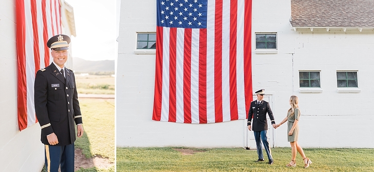 Patriotic American Couples Session, Military photo shoot, Military uniform, Photography by Tasha Rose, American flag photos